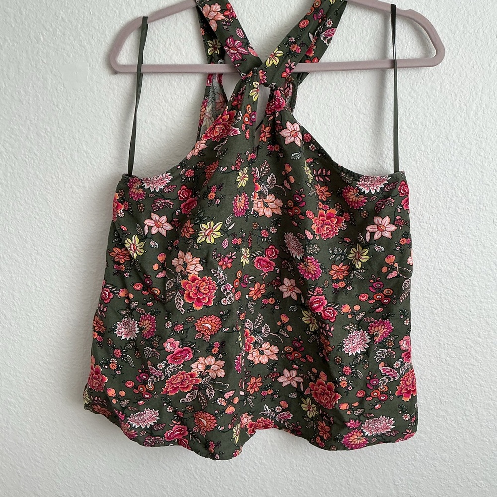 LOFT Floral Camisole in Green and Pink